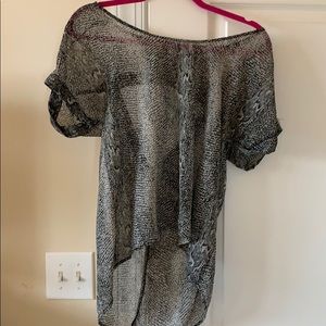 snakeskin sheer short sleeve blouse